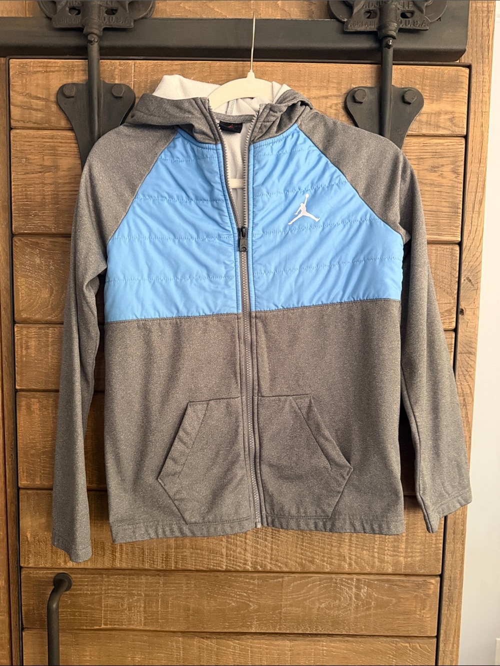 Nike Jordan Kids' Gray & Light Blue Hooded Jacket